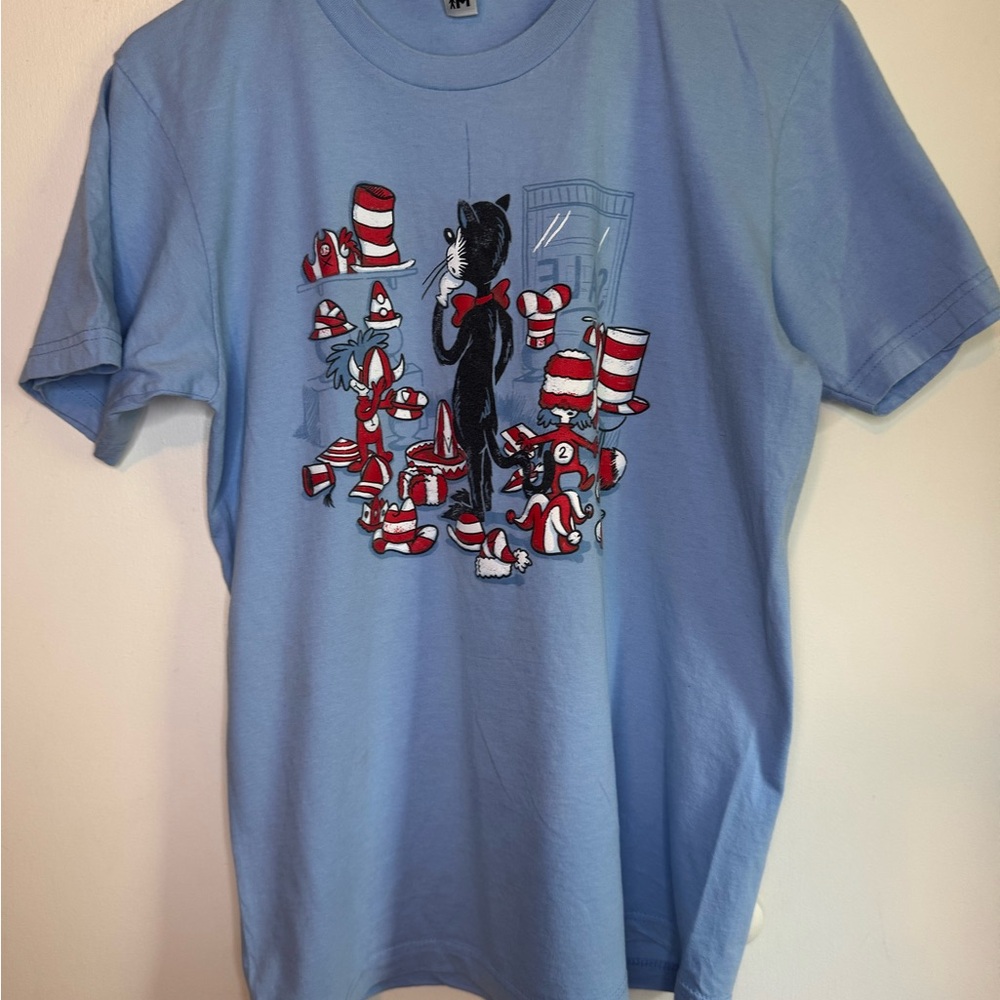 Blue and Red Graphic Short Sleeve Tee with Playful Design